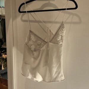 Zara White Satin Camisole with Lace Detail